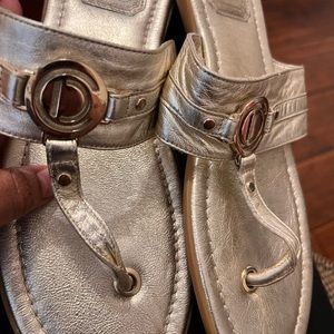 Christian Dior metallic gold thong sandals